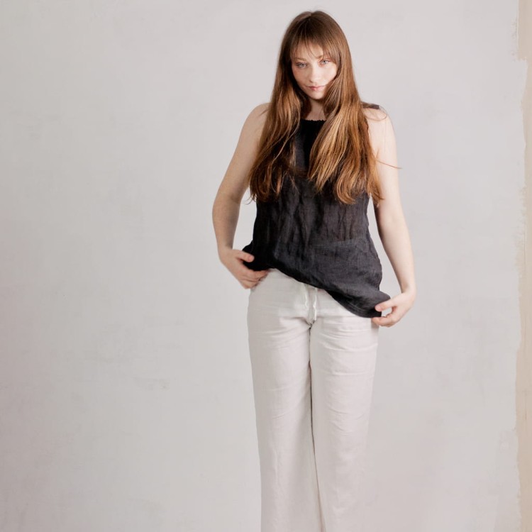 lekka jak mgiełka koszulka z lnianego muślinu - antracyt