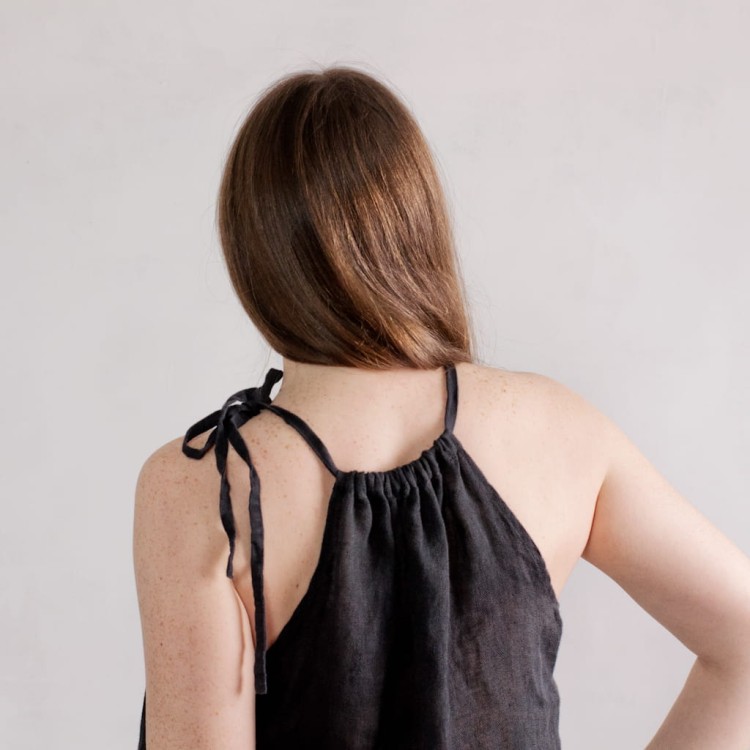 lekka jak mgiełka koszulka z lnianego muślinu - antracyt