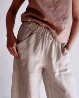 szerokie spodnie - naturalny jasny len