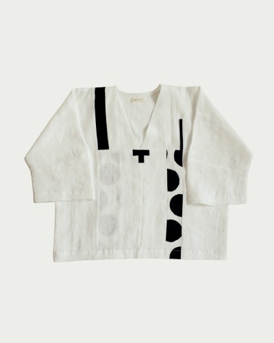 lniana bluzka w stylu japandi NOREN ART KROPY