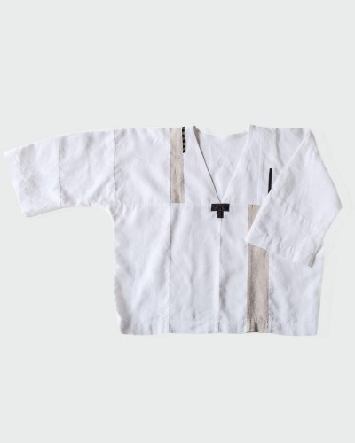 lniana bluzka w stylu japandi NOREN ART przód