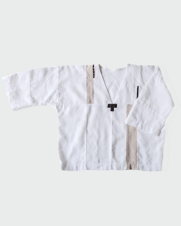 lniana bluzka w stylu japandi NOREN ART przód